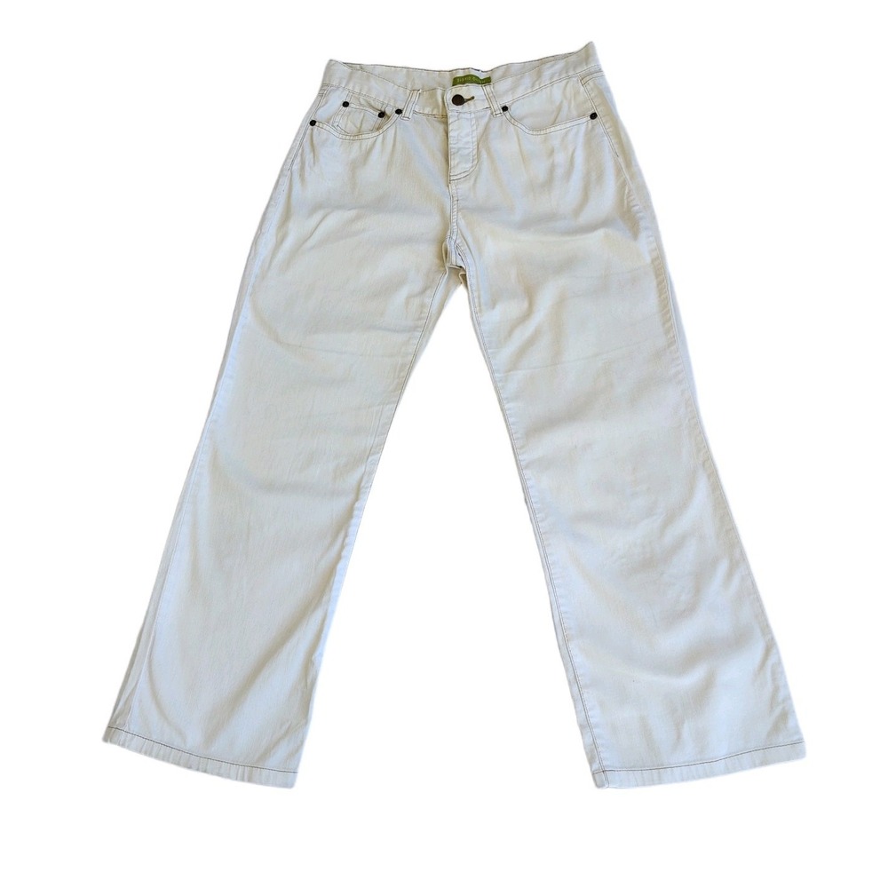 Sigrid Olsen Jeans Women 6 Ivory Relaxed Wide Leg Stretch Cropped Denim Coastal